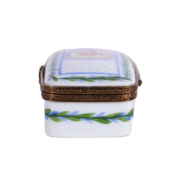 Vintage Limoges Hand-Painted Porcelain Stamp/Trinket Box – Dual Compartment - Picture 8 of 9